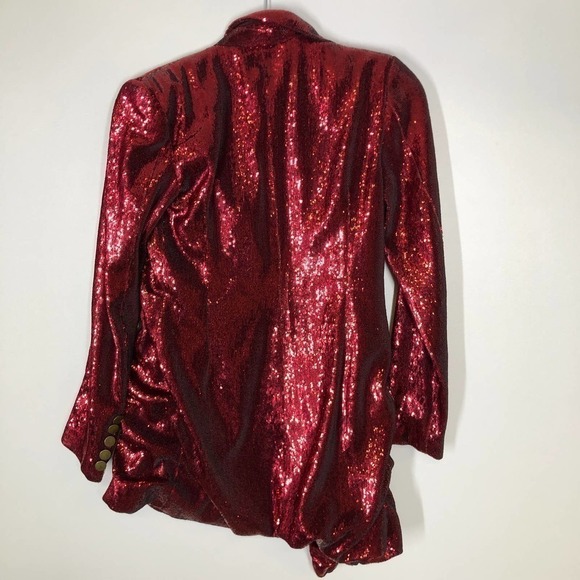 Retrofete Selena Dress Sequin Jacket Double Breasted Long Sleeve Red Size S - Picture 7 of 11